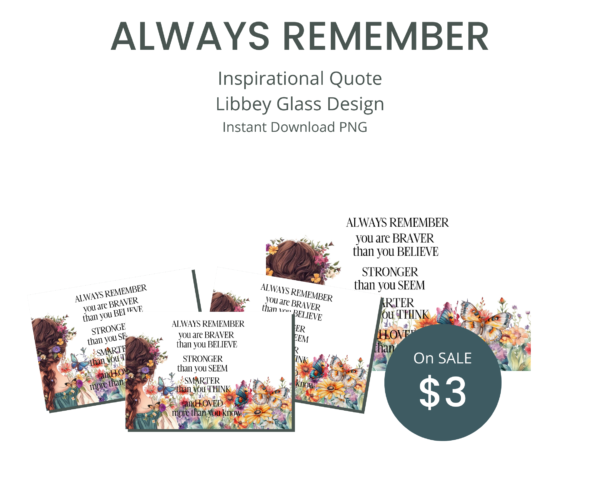 Alway Remember Inspirational Quote Libbey Glass Design Digeals.com