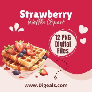 Strawberry Waffle Clipart Bundle Digital Download PNG Digeals.com