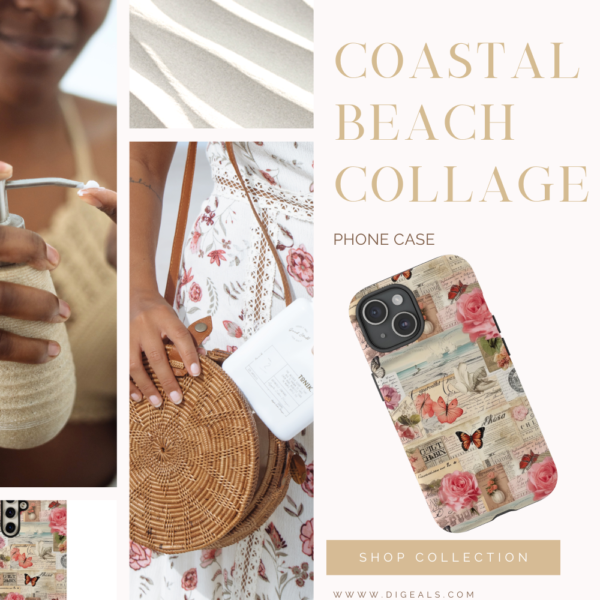 Coastal Beach Collage iPhone Samsung Google Pixel Phone Case Digeals.com